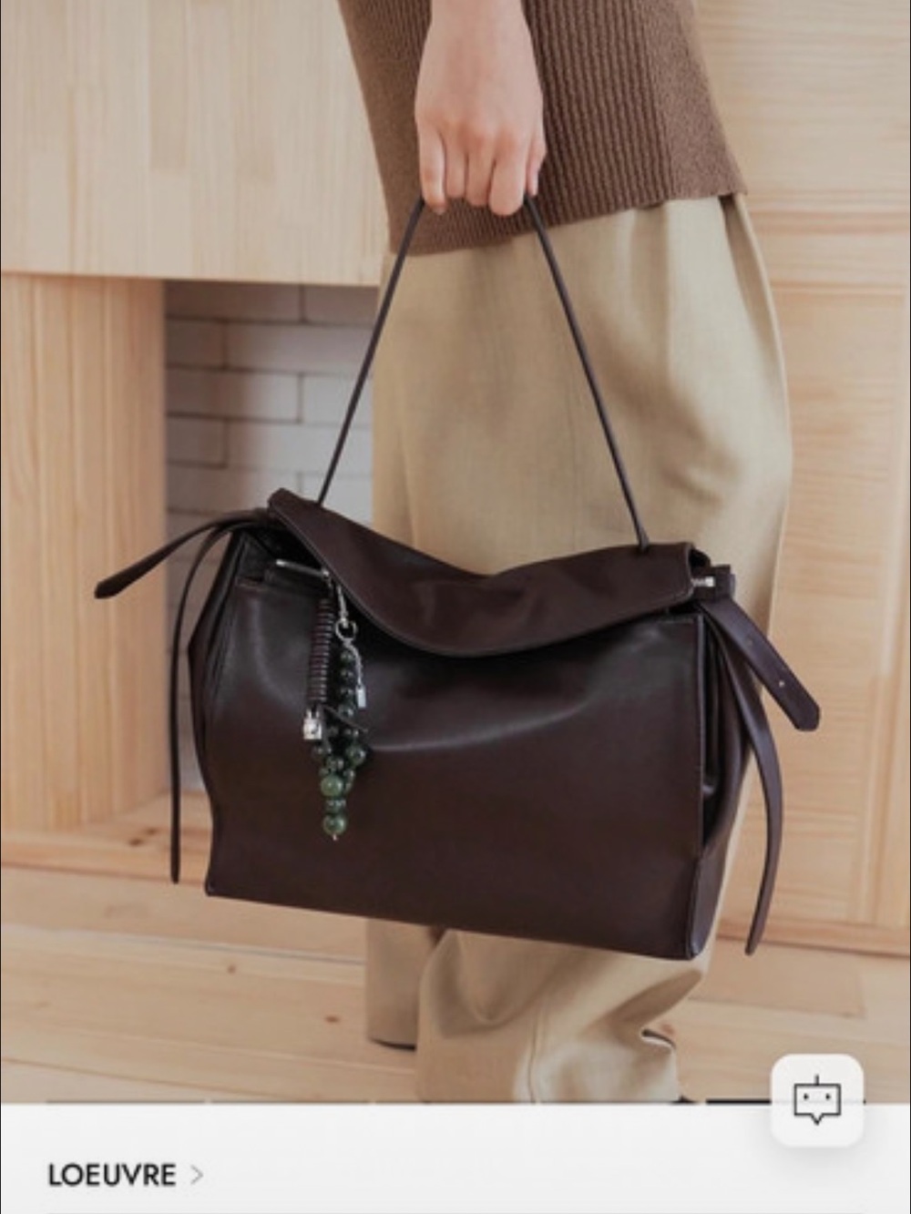 Loeuvre Large Trapeze Shoulder Bag - Dark Brown - Picture 13 of 15
